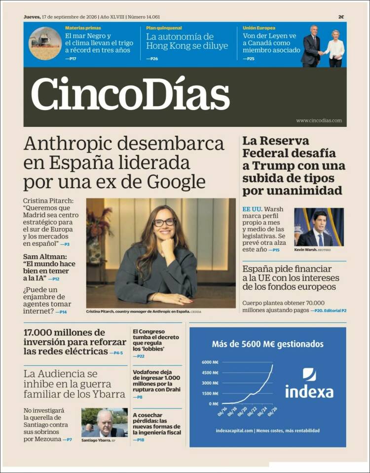 Portada de Cinco Días (Espagne)