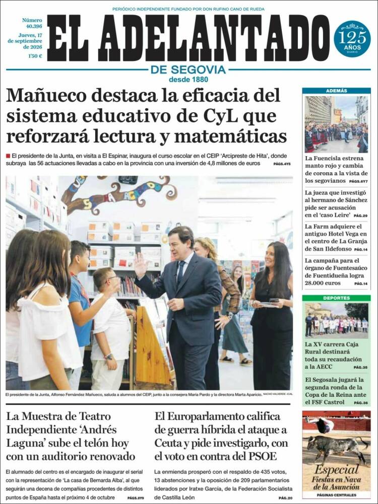 Portada de El Adelantado de Segovia (Espa&ntilde;a)