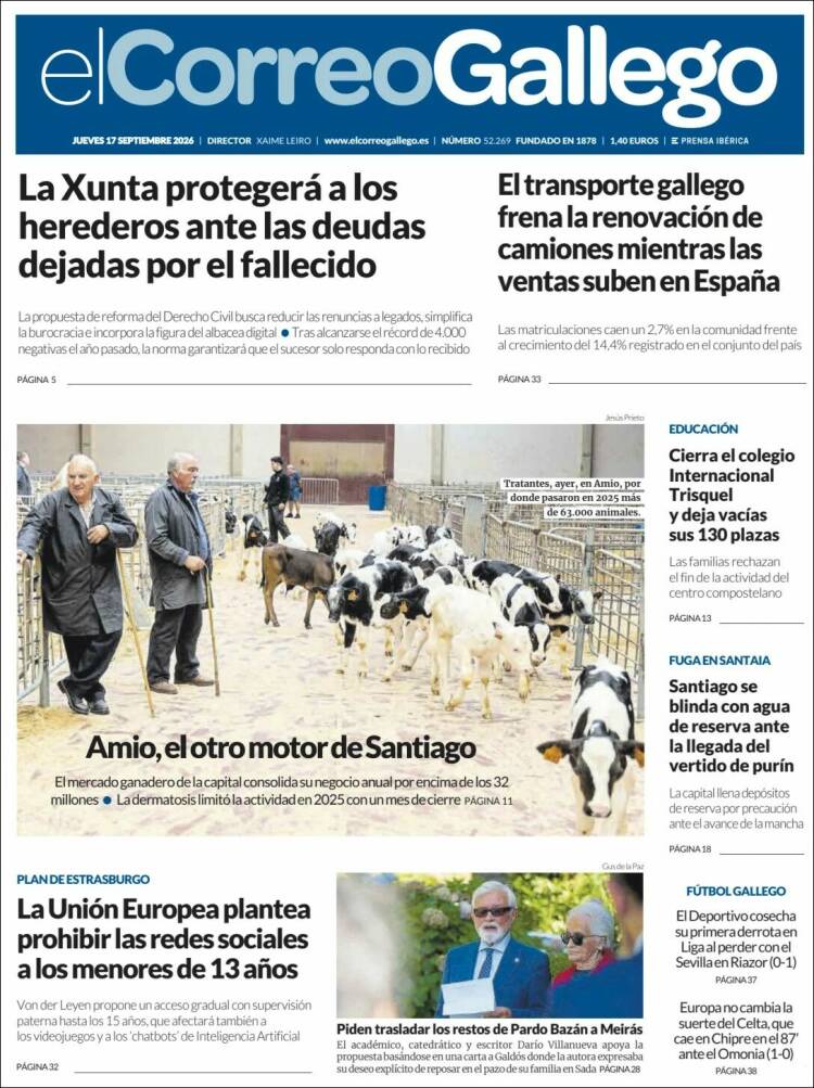 Portada de El Correo Gallego (Espa&ntilde;a)