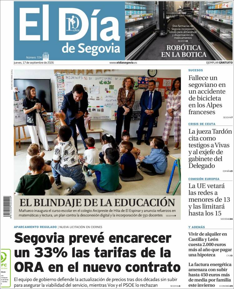 Portada de El Día de Segovia (Espa&ntilde;a)