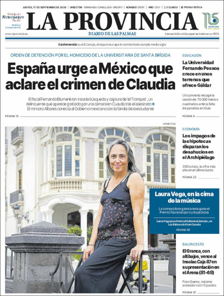 Portada de La Provincia (Espa&ntilde;a)