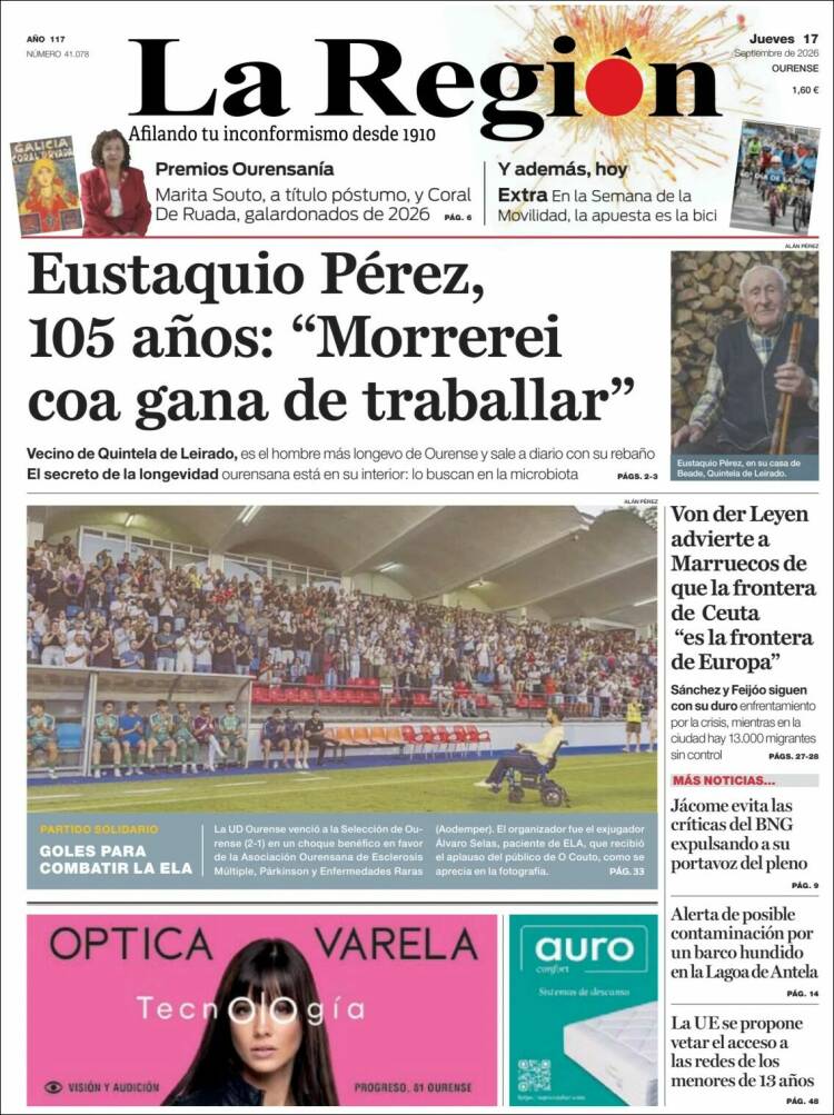 Portada de La Región de Ourense (Espagne)