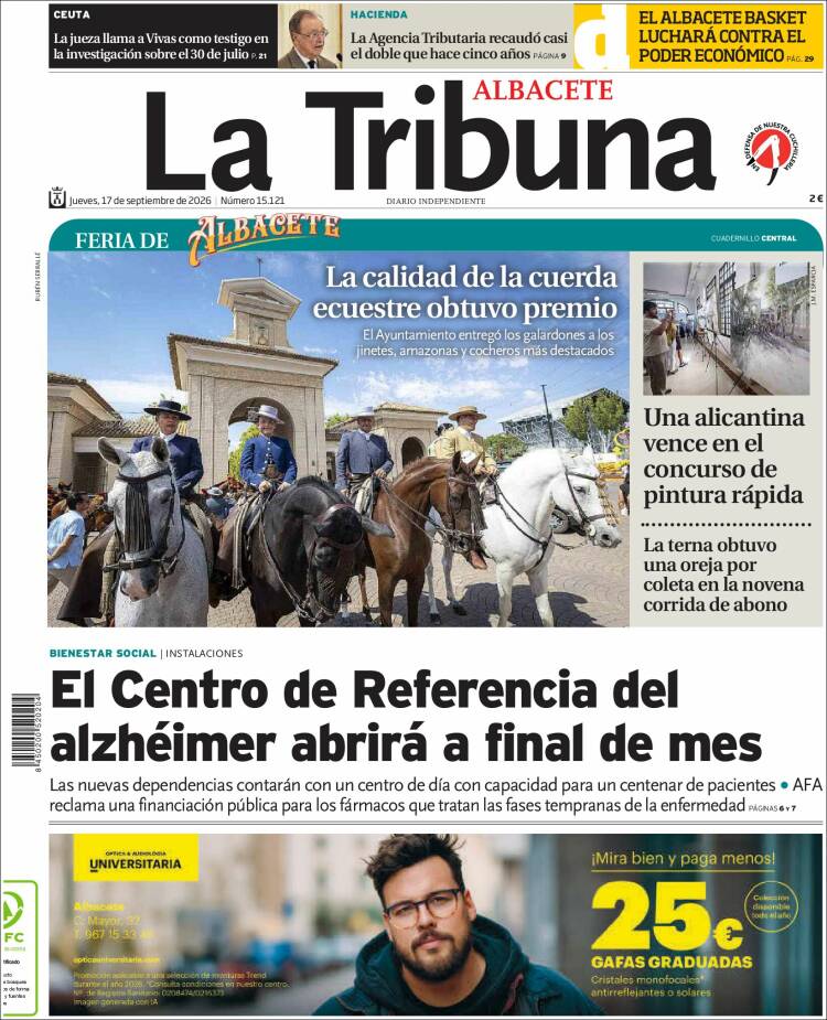 Portada de La Tribuna de Albacete (Espa&ntilde;a)
