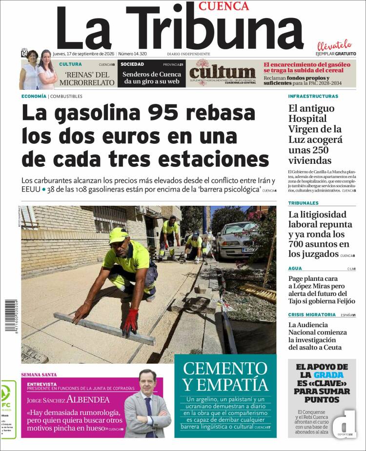 Portada de La Tribuna de Cuenca (Espa&ntilde;a)