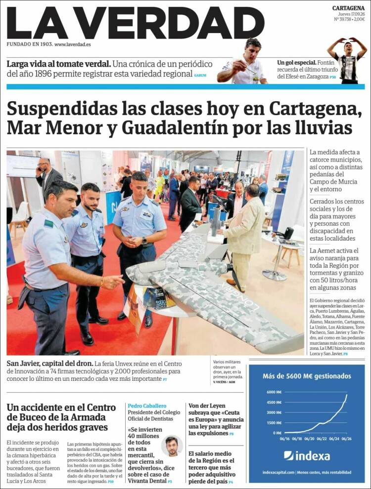Portada de La Verdad de Cartagena (Espa&ntilde;a)