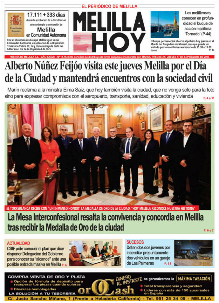 Portada de Melilla Hoy (Espa&ntilde;a)