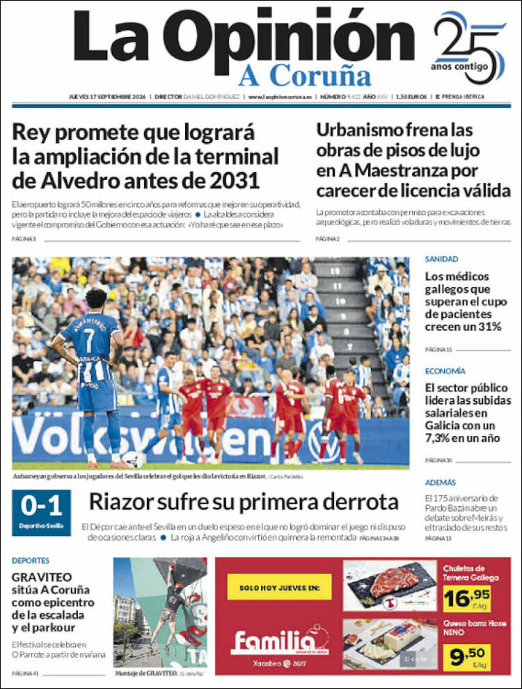 Portada de La Opinión de A Coruña (Espa&ntilde;a)