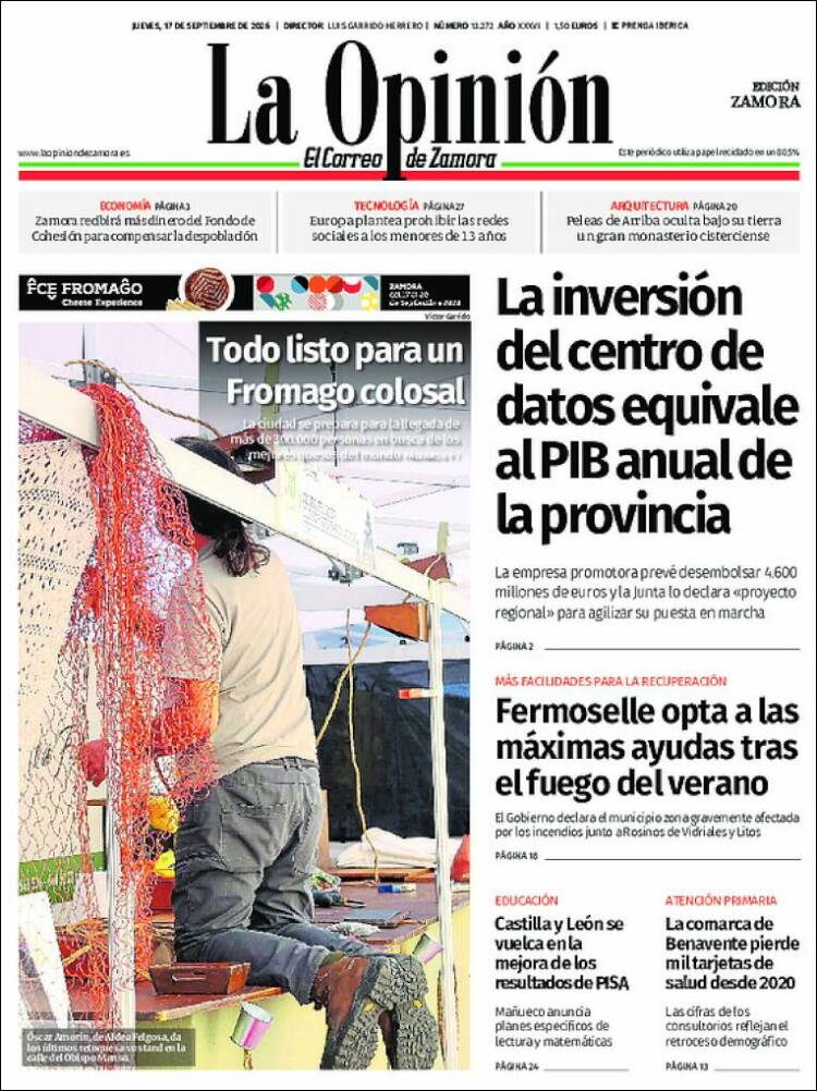 Portada de La Opinión - El Correo de Zamora (Espa&ntilde;a)