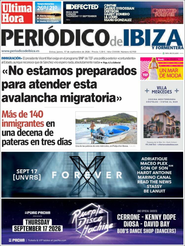 Portada de Periódico de Ibiza (Espa&ntilde;a)