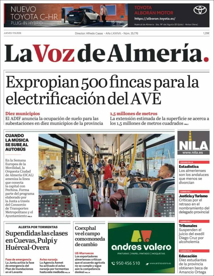 Portada de La Voz de Almería (Espa&ntilde;a)