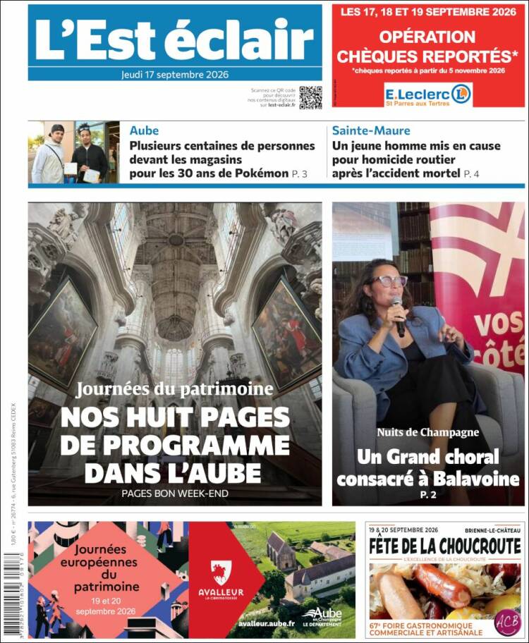 Portada de L'Est Eclair (Francia)