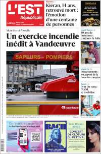 Portada de L'Est Republicain (Francia)
