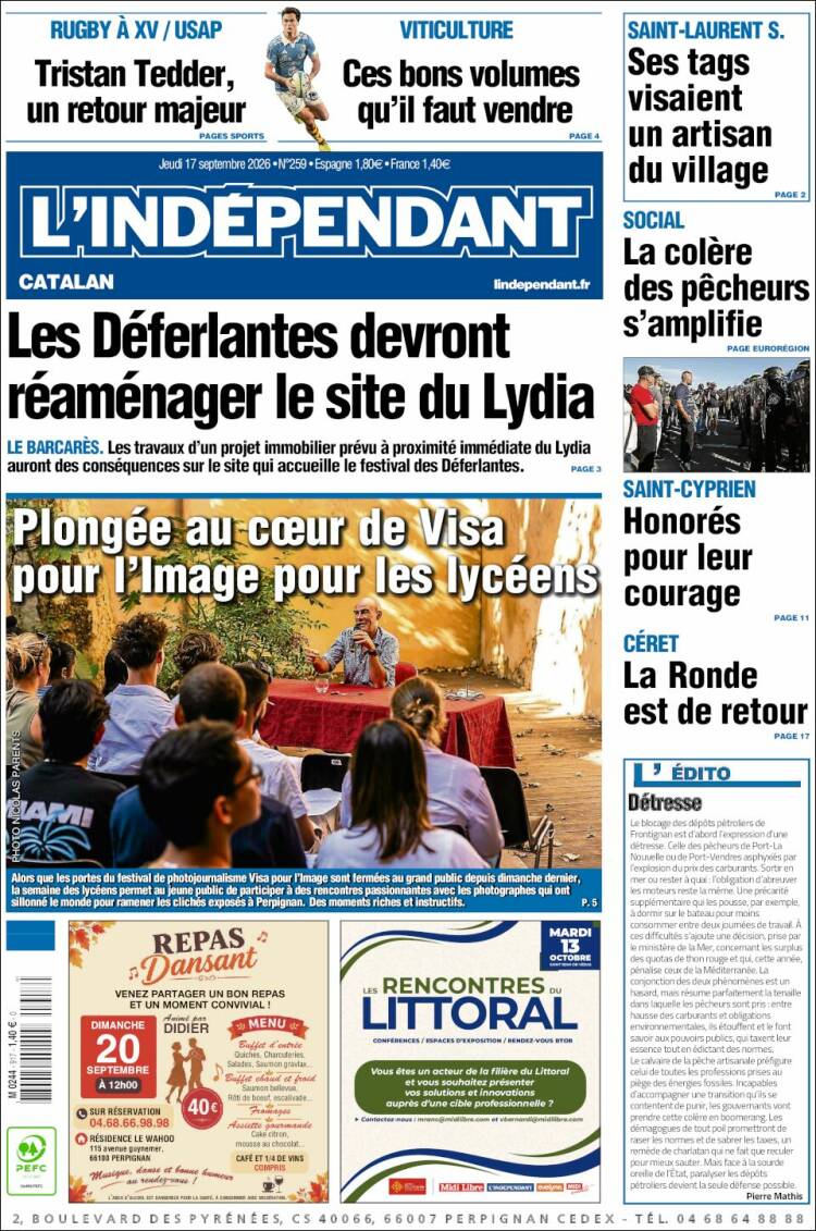 Portada de Le Indépendant (Francia)