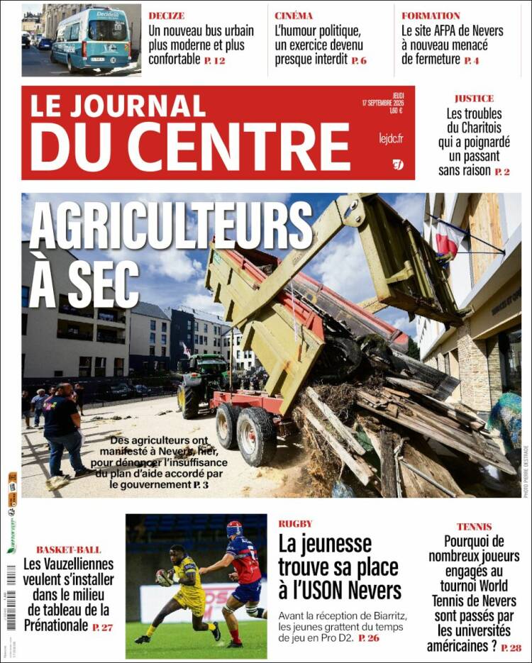 Portada de Le Journal du Centre (Francia)