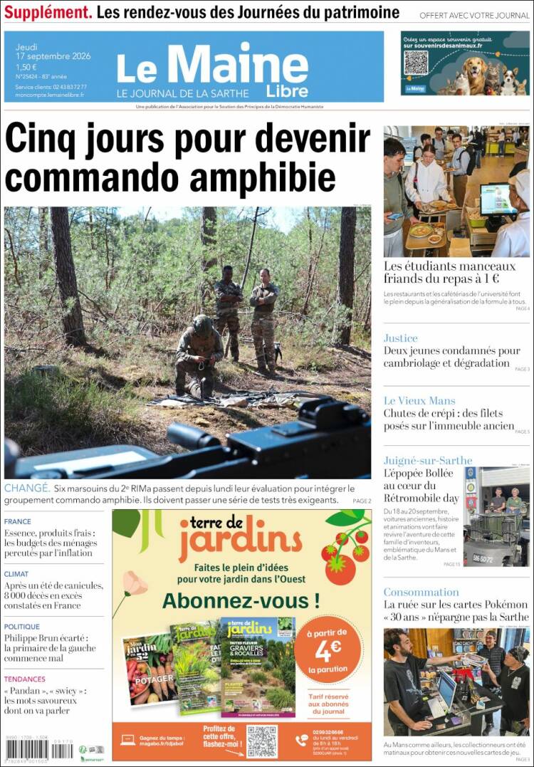 Portada de Le Maine Libre (Francia)