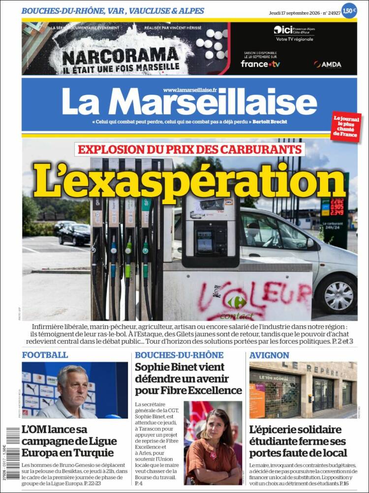 Portada de La Marseillaise (Francia)
