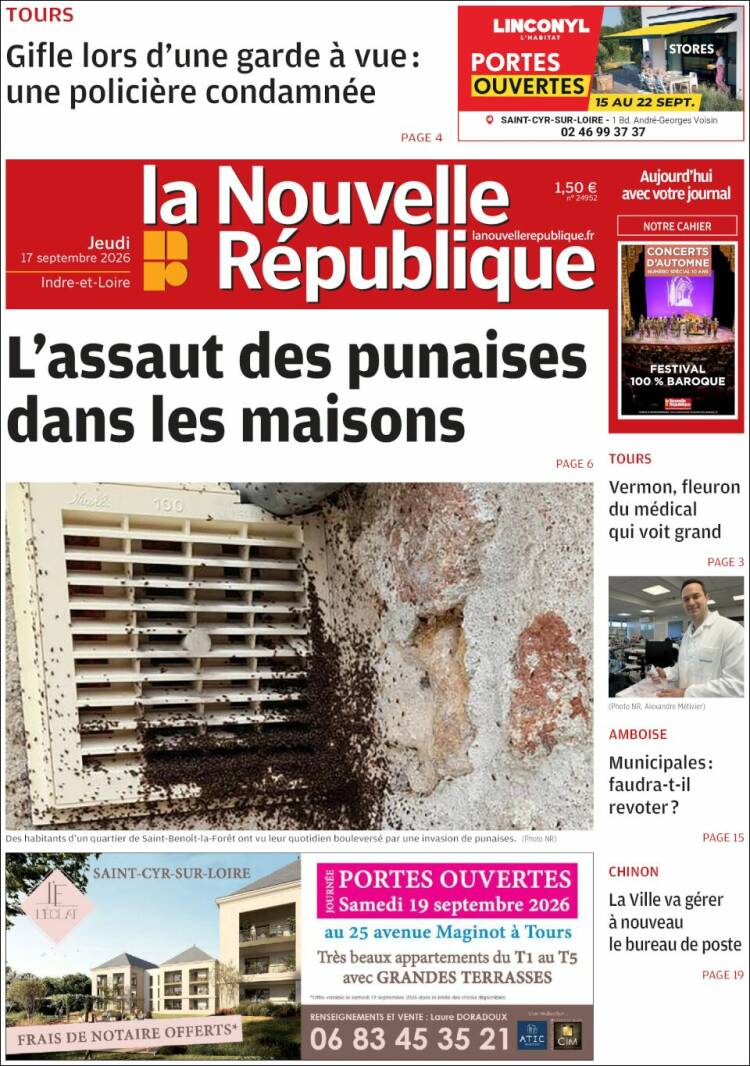 Portada de La Nouvelle Republique (Francia)