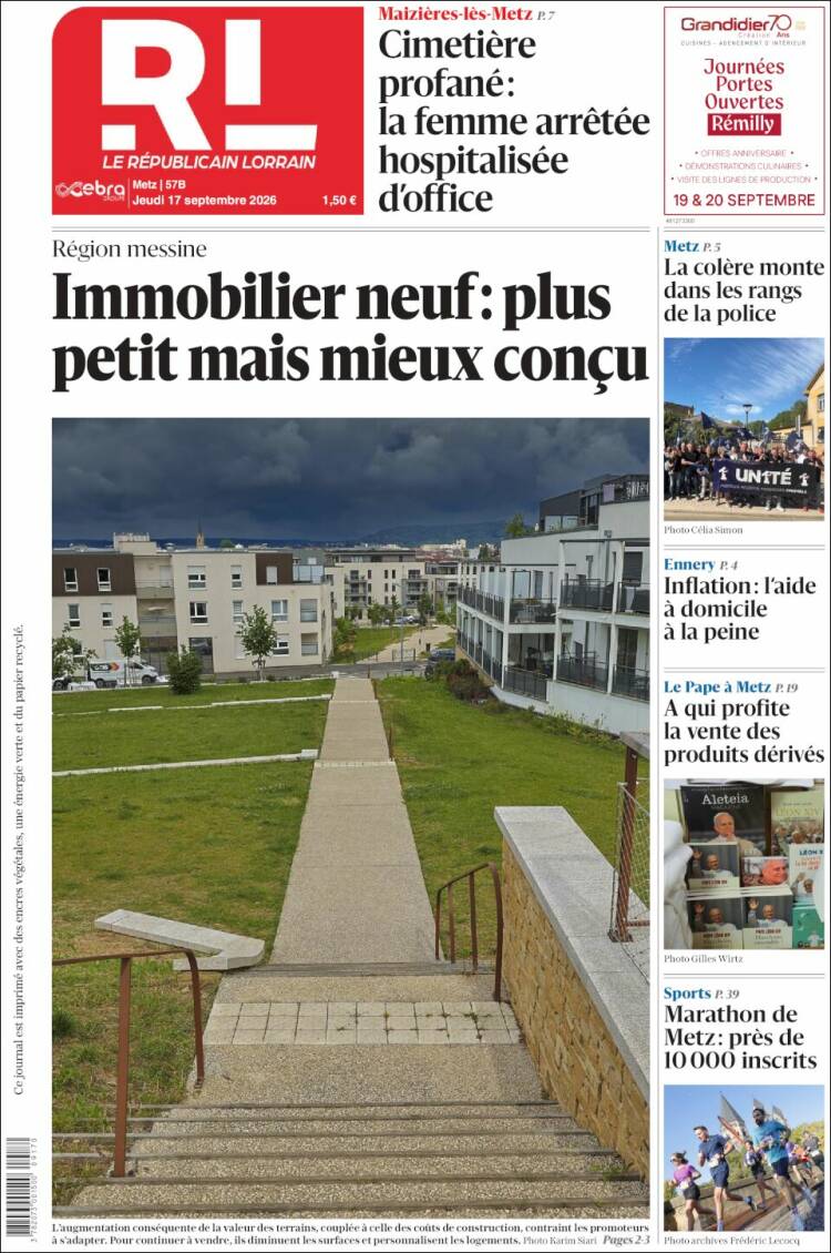 Portada de Le Republicain Lorrain (Francia)