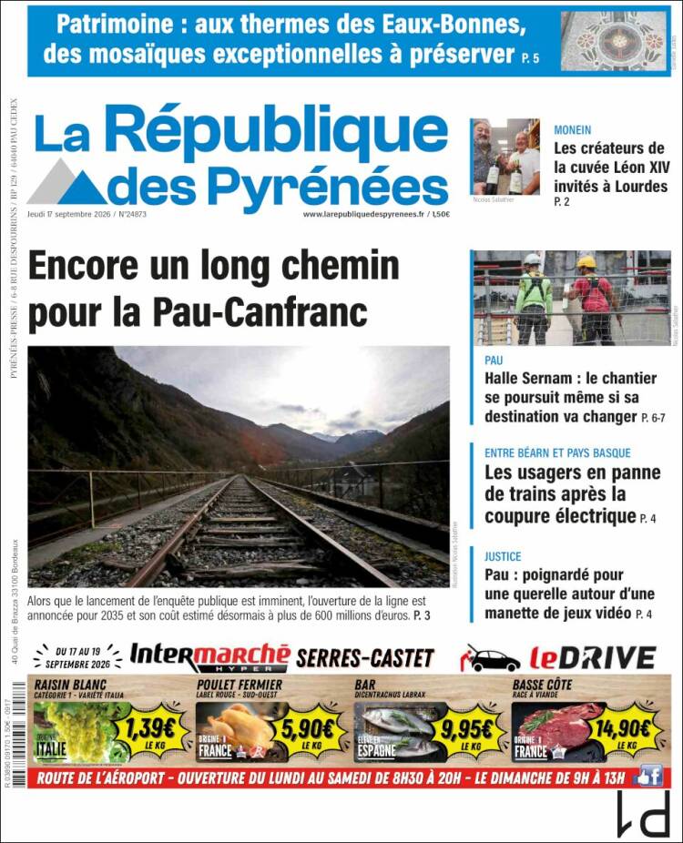 Portada de La République des Pyrénées (Francia)