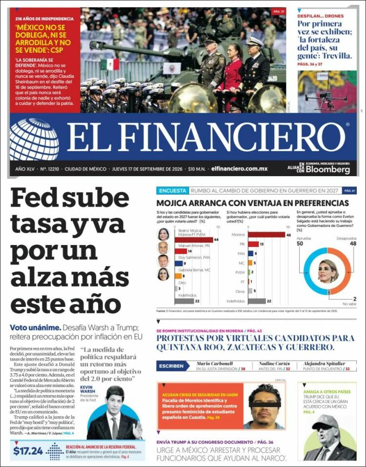 Portada de El Financiero (M&eacute;xico)