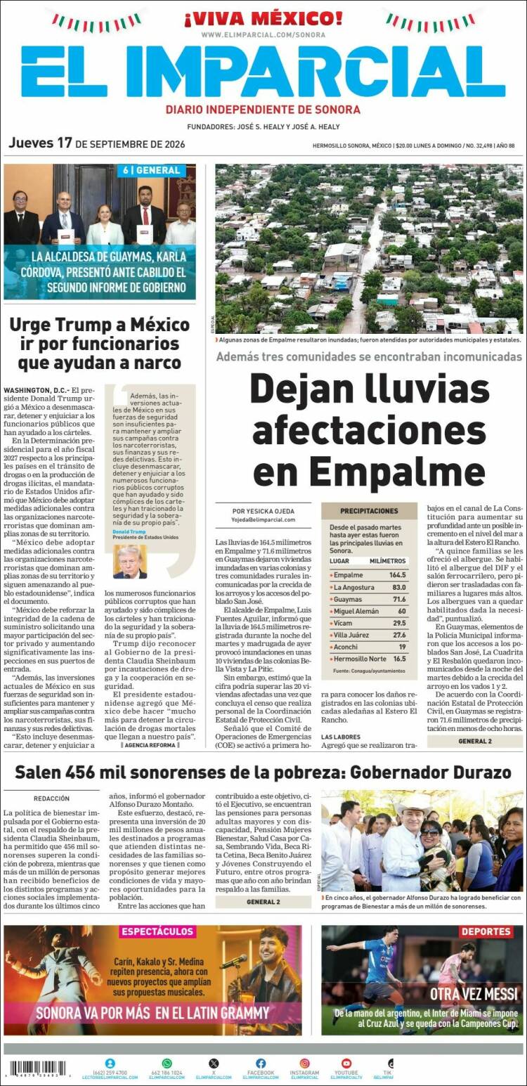 Portada de El Imparcial (M&eacute;xico)