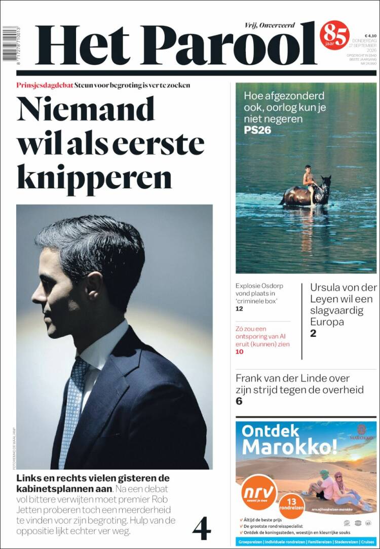 Portada de Het Parool (Pa&iacute;ses Bajos)