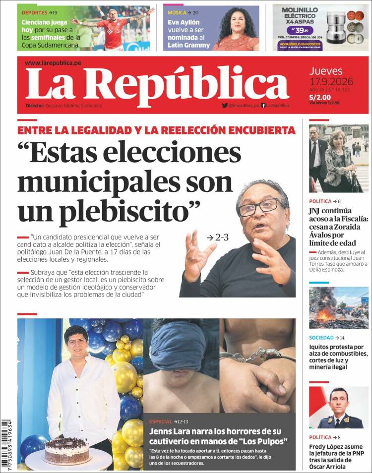 Portada de La Republica (Per&uacute;)