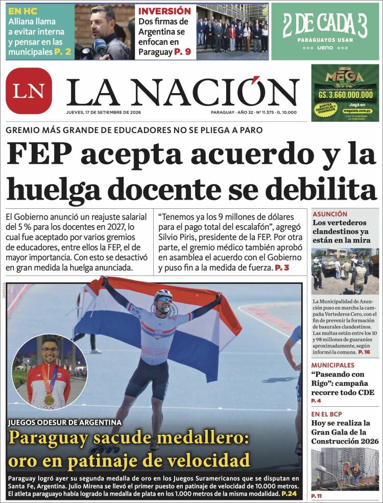 Portada de La Nación (Paraguay)