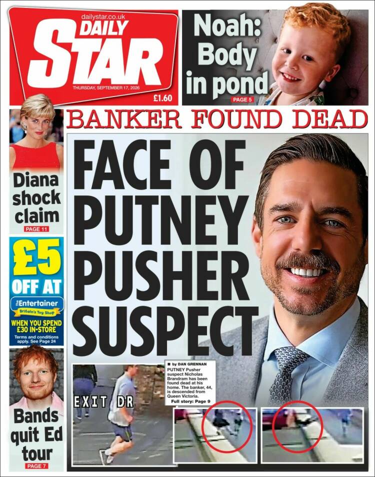 Portada de Daily Star (Reino Unido)