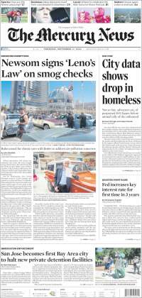Portada de San Jose Mercury News (USA)