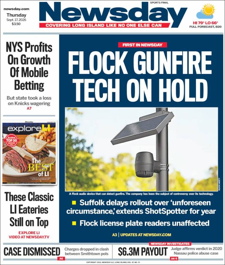 Portada de Newsday (USA)