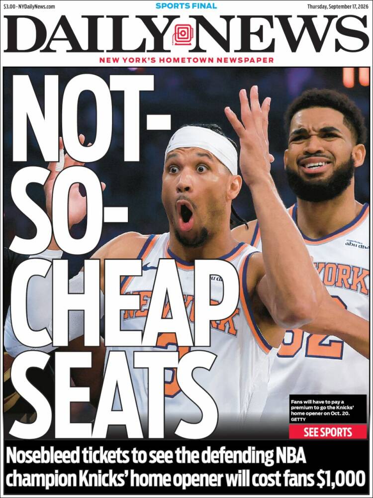 Portada de Daily News - New York (USA)