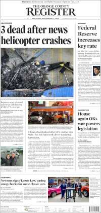 Portada de The Orange County Register (USA)