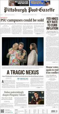 Portada de Pittsburgh Post-Gazette (USA)