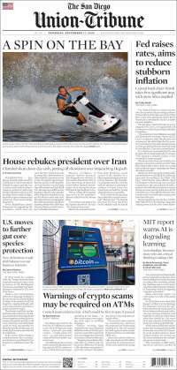 Portada de The San Diego Union-Tribune (USA)