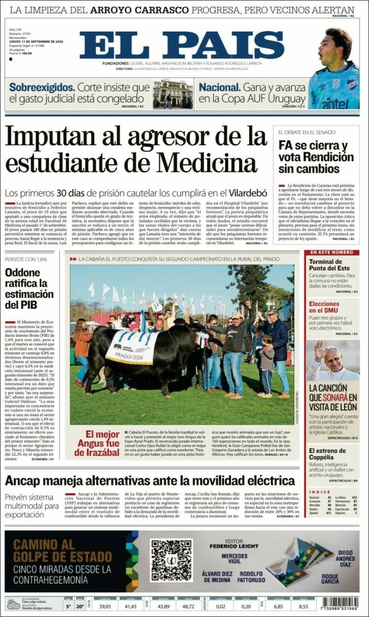 Portada de El País (Uruguay)