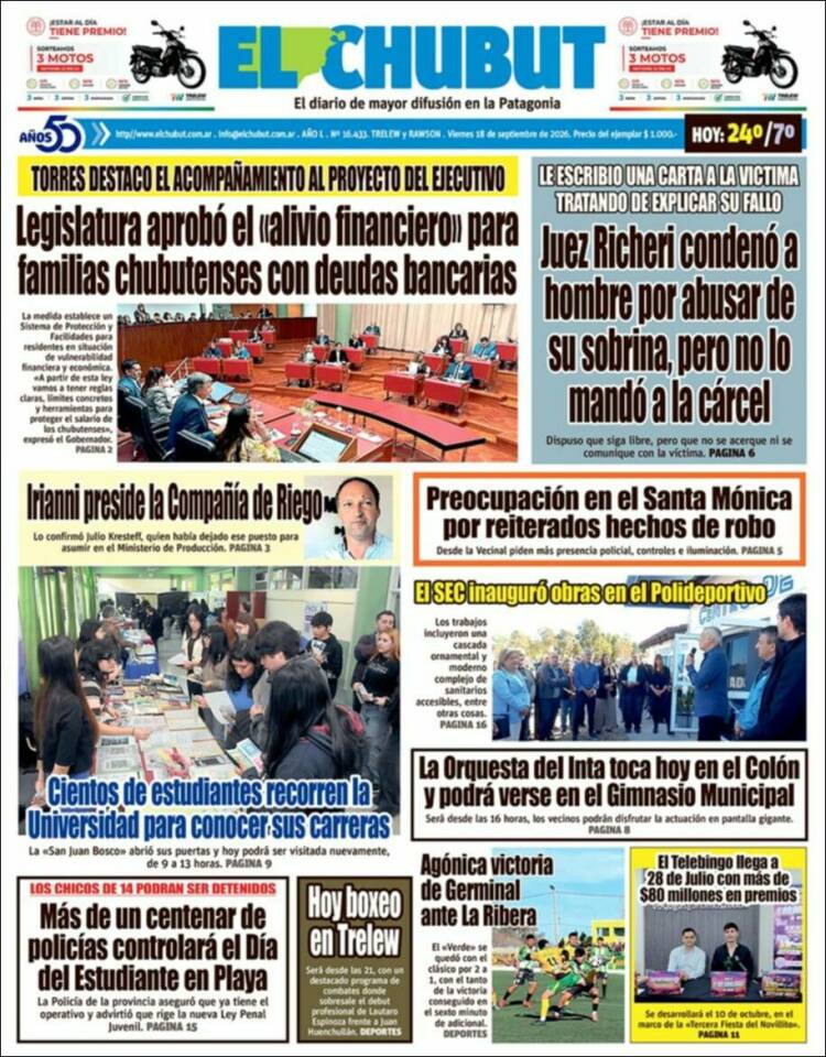 Portada de El Chubut (Argentina)