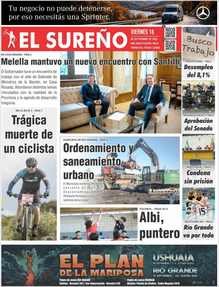 Portada de Diario El Sureño (Argentina)