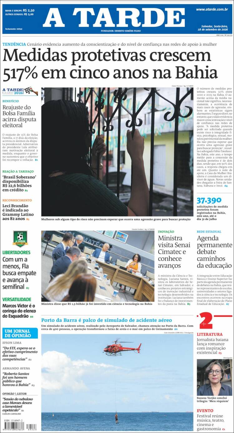 Portada de Diário A Tarde (Brasil)