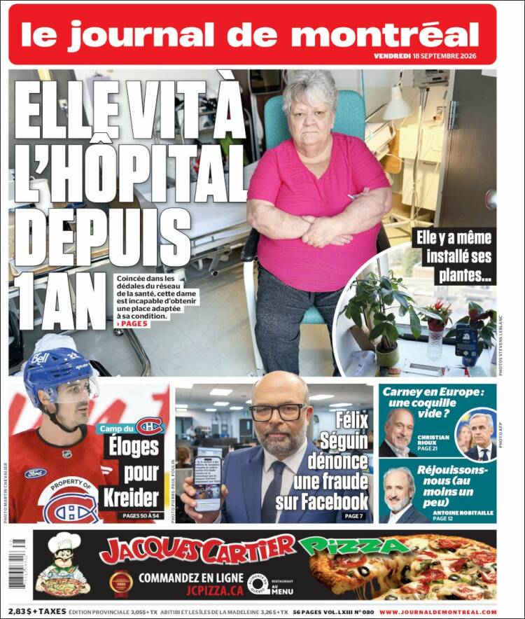 Portada de Le Journal de Montréal (Canad&aacute;)