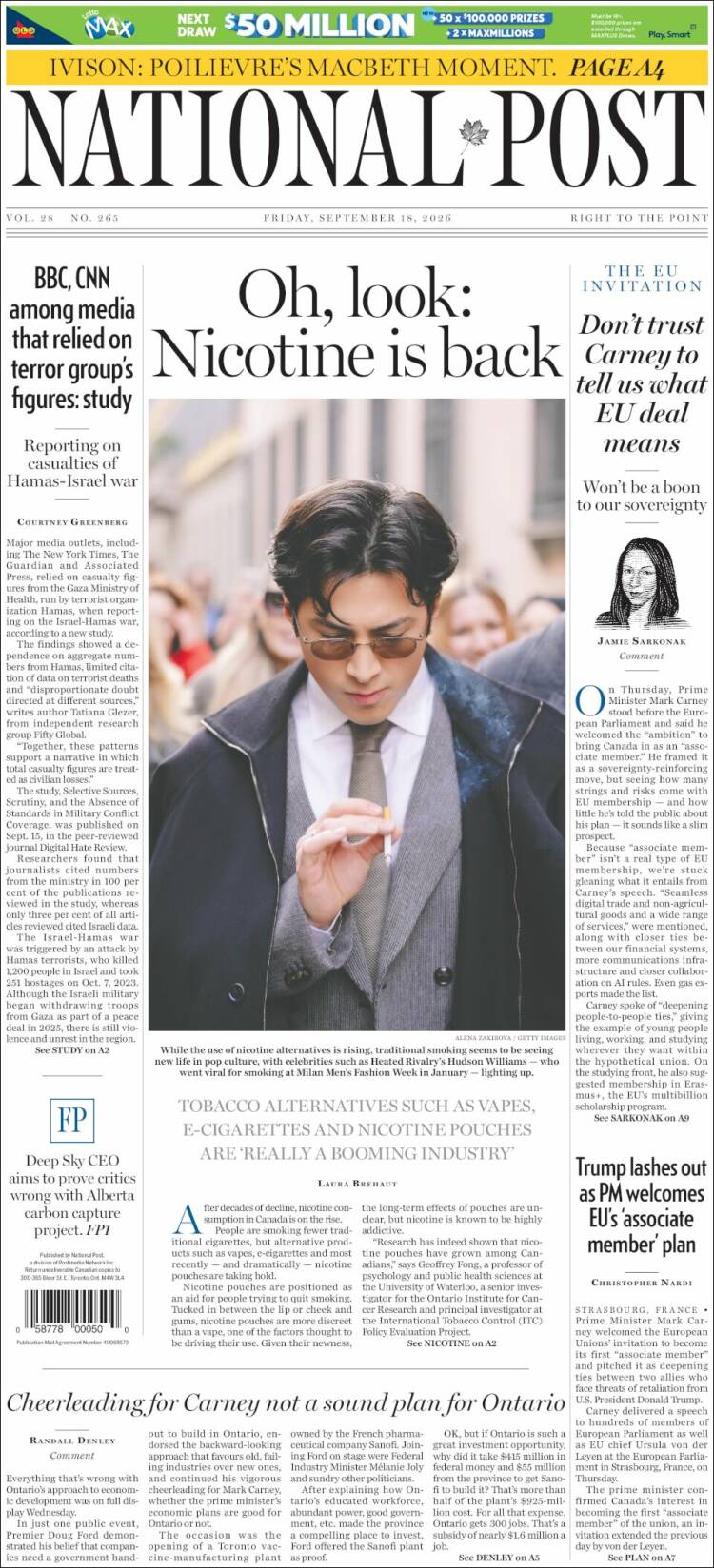Portada de The National Post (Canad&aacute;)