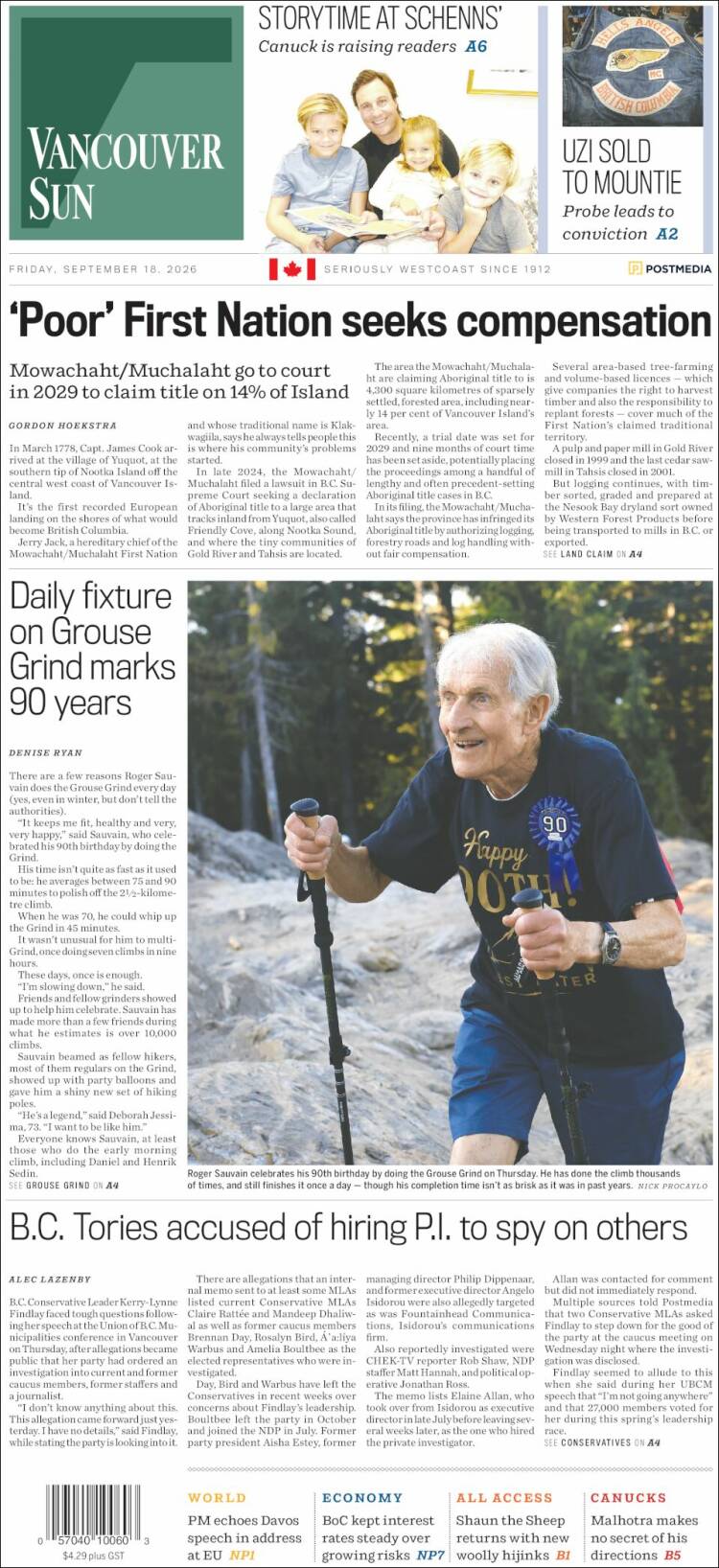 Portada de The Vancouver Sun (Canad&aacute;)