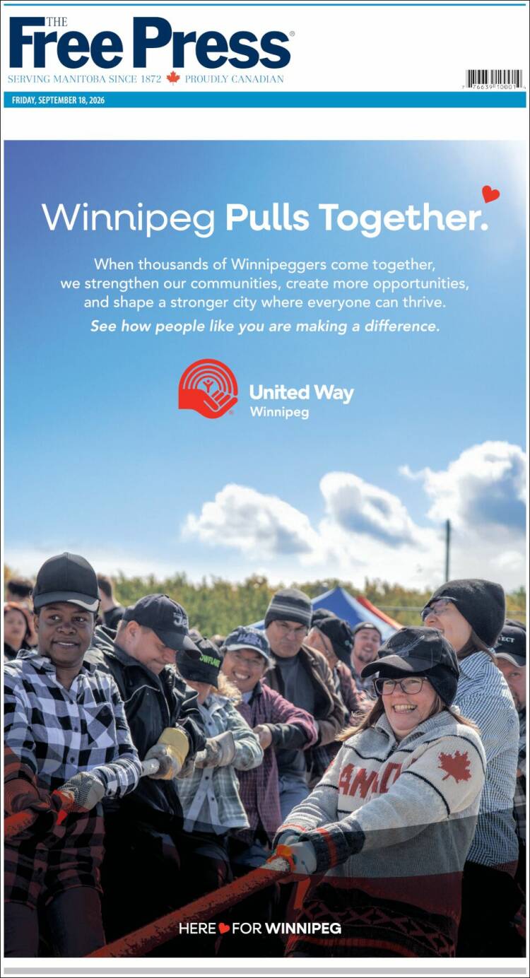 Portada de Winnipeg Free Press (Canad&aacute;)