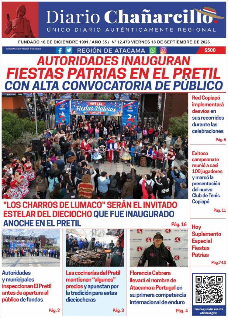 Portada de Diario Chañarcillo (Chile)