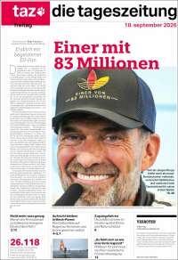 Portada de Die Tageszeitung (Alemania)