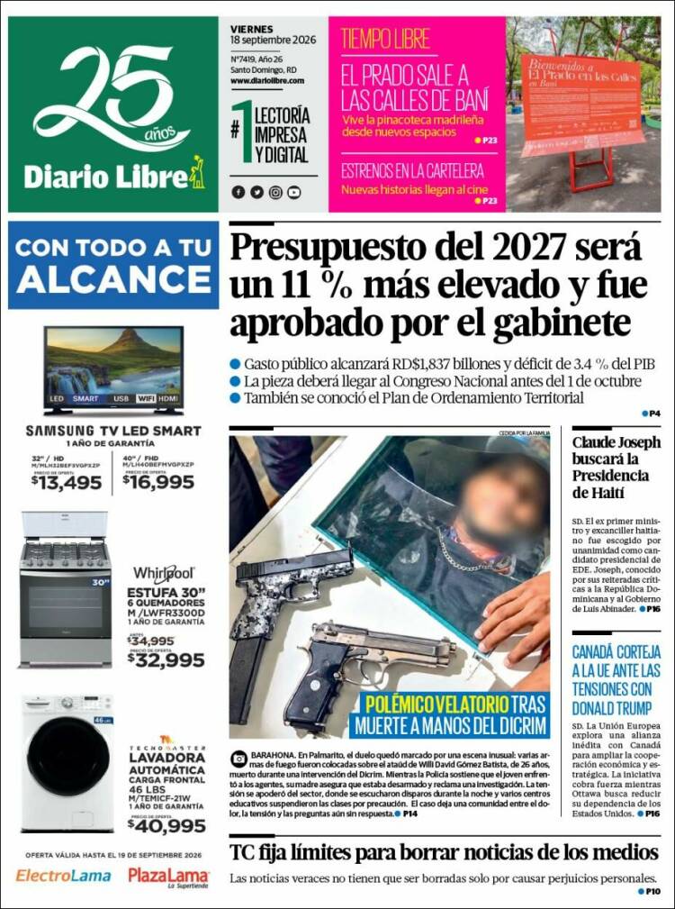 Portada de Diario Libre (R. Dominicaine)