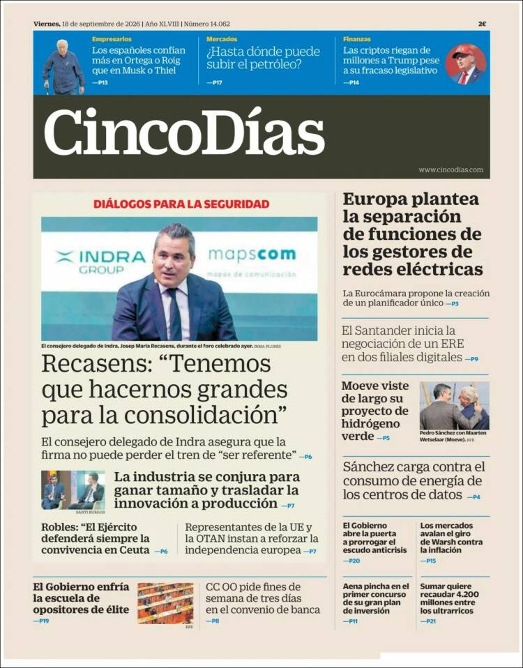 Portada de Cinco Días (Espa&ntilde;a)