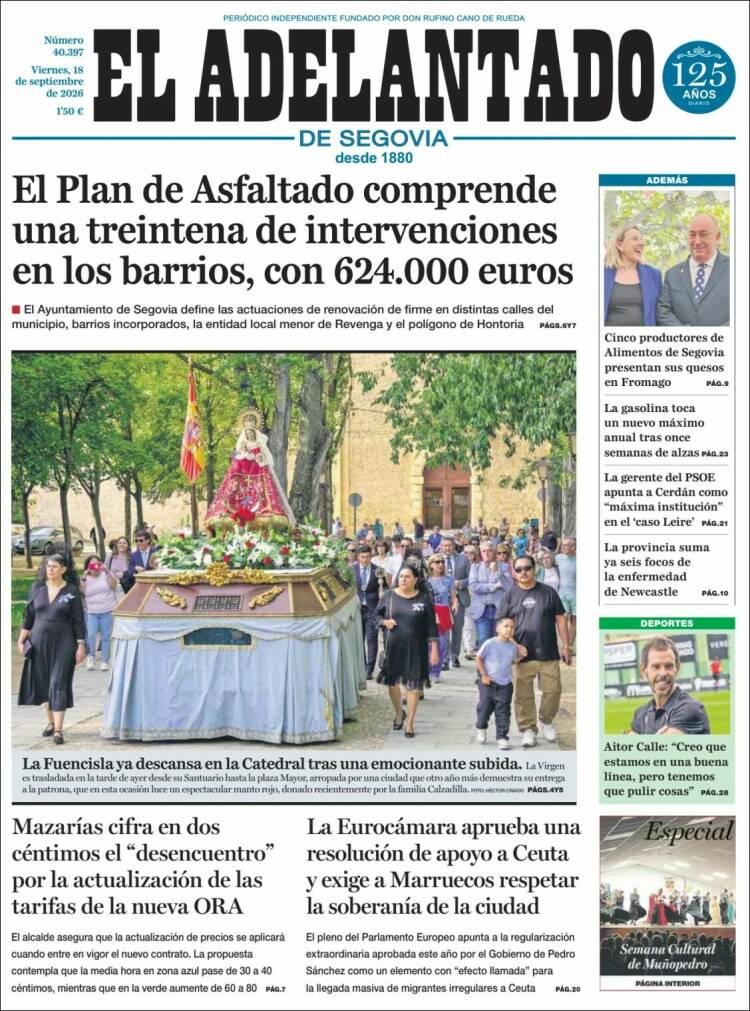 Portada de El Adelantado de Segovia (Espa&ntilde;a)