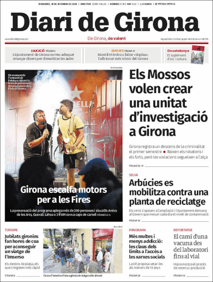 Portada de Diari de Girona (Espa&ntilde;a)