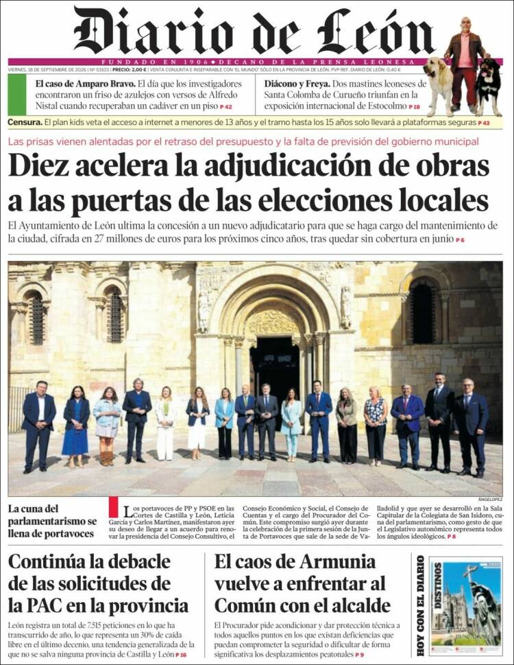Portada de Diario de León (Espa&ntilde;a)